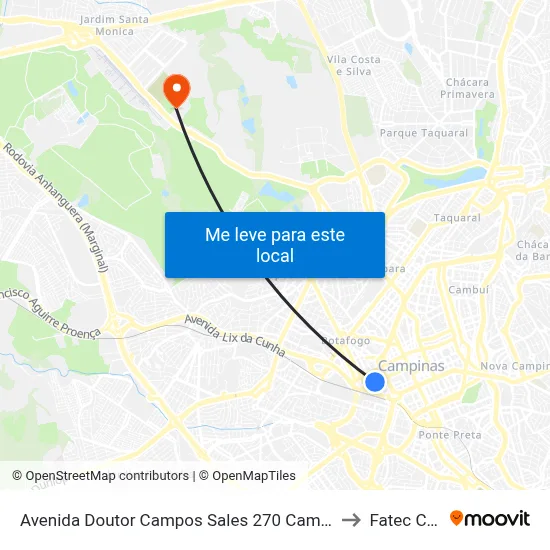 Avenida Doutor Campos Sales 270 Campinas - São Paulo 13010 Brasil to Fatec Campinas map