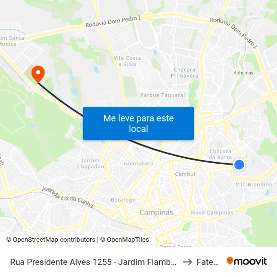 Rua Presidente Alves 1255 - Jardim Flamboyant Campinas - SP 13091-107 República Federativa Do Brasil to Fatec Campinas map