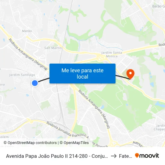 Avenida Papa João Paulo II 214-280 - Conjunto Habitacional Padre Anchieta Campinas - SP República Federativa Do Brasil to Fatec Campinas map