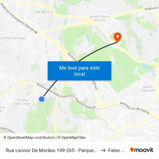 Rua Leonor De Morães 199-265 - Parque Santa Barbara Campinas - SP Brasil to Fatec Campinas map