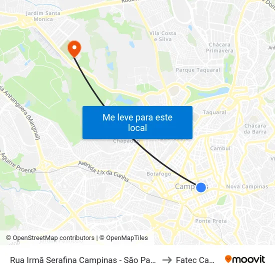 Rua Irmã Serafina Campinas - São Paulo 13015 Brasil to Fatec Campinas map