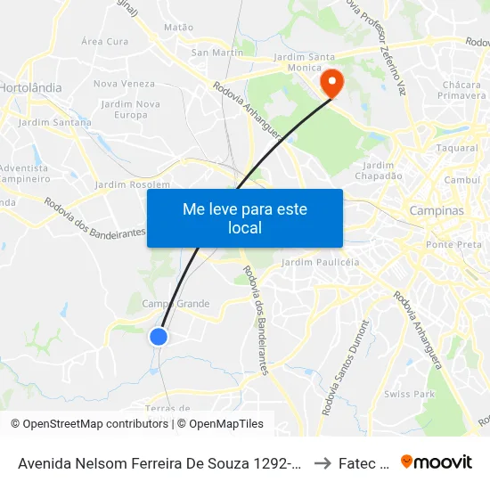 Avenida Nelsom Ferreira De Souza 1292-1348 - Jardim Florence Campinas - SP Brasil to Fatec Campinas map