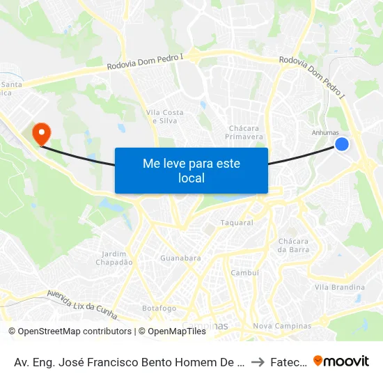 Av. Eng. José Francisco Bento Homem De Mello 221-261 - Fazenda São Quirino Campinas - SP Brasil to Fatec Campinas map