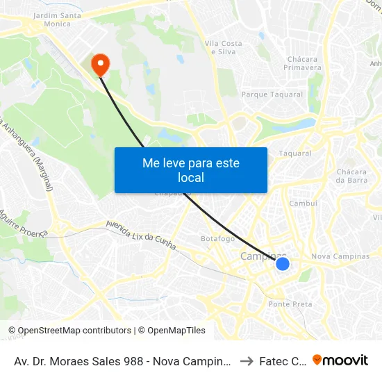 Av. Dr. Moraes Sales 988 - Nova Campinas Campinas - SP 13100-201 Brasil to Fatec Campinas map