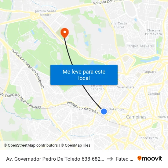 Av. Governador Pedro De Toledo 638-682 - Bonfim Campinas - SP 13070-752 Brasil to Fatec Campinas map