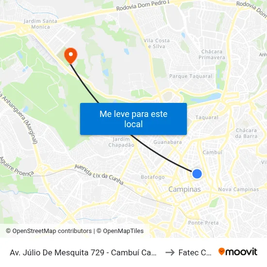Av. Júlio De Mesquita 729 - Cambuí Campinas - SP 13025-061 Brasil to Fatec Campinas map