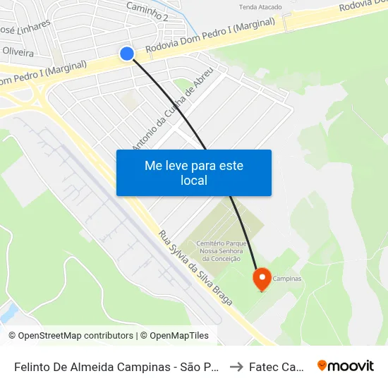 Felinto De Almeida Campinas - São Paulo 13082 Brasil to Fatec Campinas map