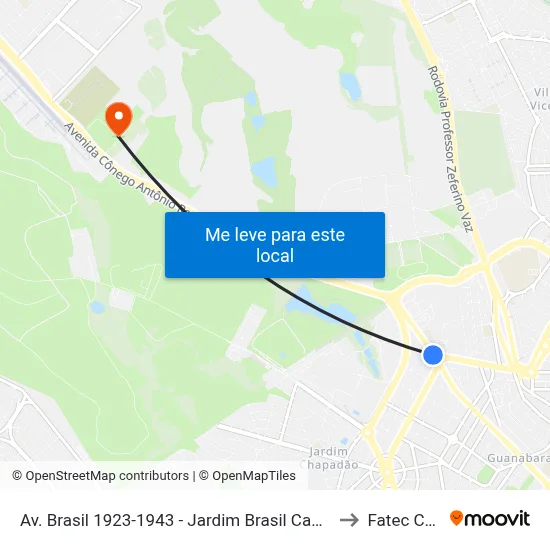 Av. Brasil 1923-1943 - Jardim Brasil Campinas - SP 13073-012 Brasil to Fatec Campinas map
