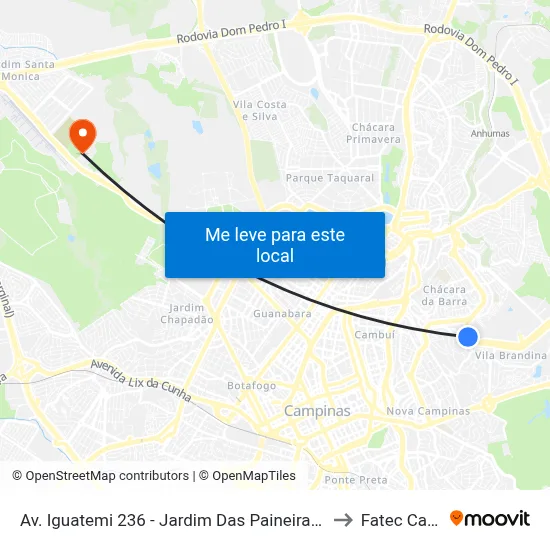 Av. Iguatemi 236 - Jardim Das Paineiras Campinas - SP Brasil to Fatec Campinas map