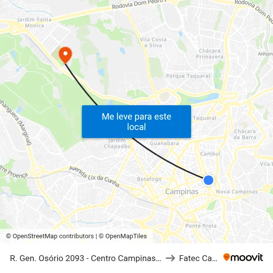 R. Gen. Osório 2093 - Centro Campinas - SP 13010-110 Brasil to Fatec Campinas map