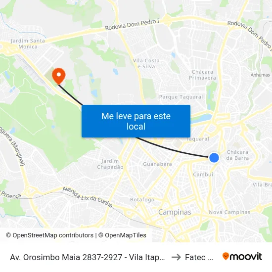 Av. Orosimbo Maia 2837-2927 - Vila Itapura Campinas - SP 13023-002 Brasil to Fatec Campinas map