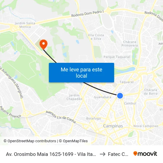 Av. Orosimbo Maia 1625-1699 - Vila Itapura Campinas - SP Brasil to Fatec Campinas map