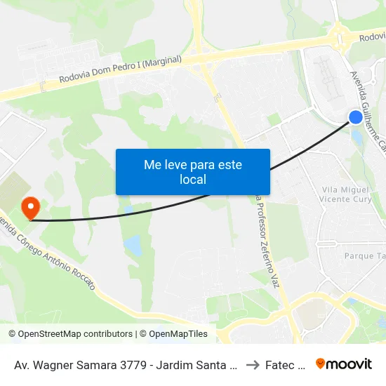 Avenida Wagner Samara Campinas - São Paulo 13087 Brasil to Fatec Campinas map