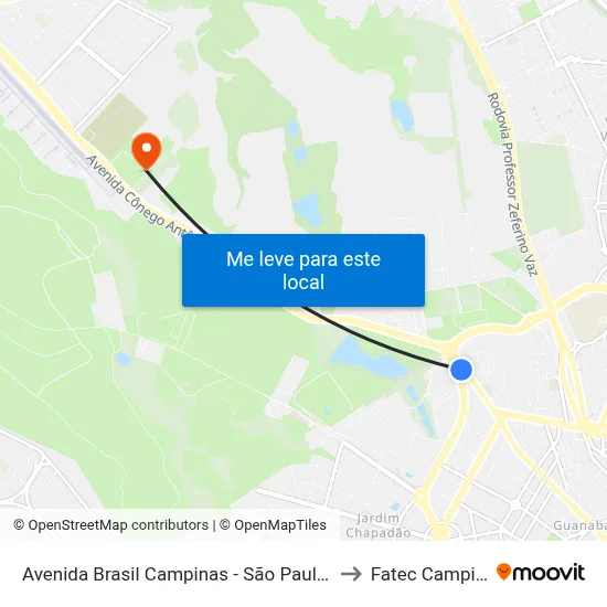 Avenida Brasil Campinas - São Paulo Brasil to Fatec Campinas map