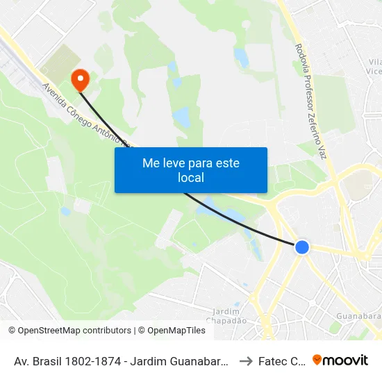 Av. Brasil 1802-1874 - Jardim Guanabara Campinas - SP 13073-148 Brasil to Fatec Campinas map