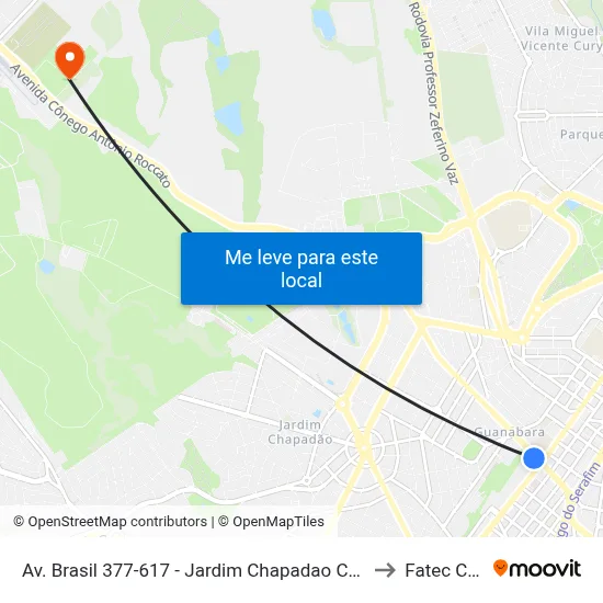 Av. Brasil 377-617 - Jardim Chapadao Campinas - SP 13070-178 Brasil to Fatec Campinas map