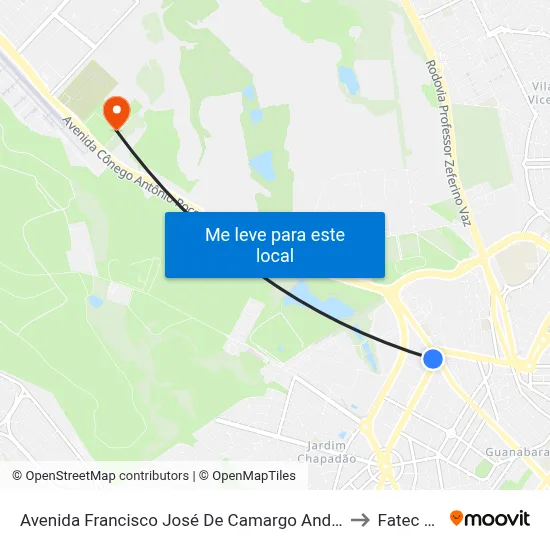 Avenida Francisco José De Camargo Andrade Campinas - São Paulo 13070 Brasil to Fatec Campinas map