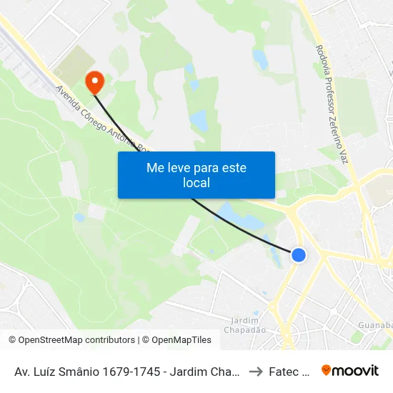 Av. Luíz Smânio 1679-1745 - Jardim Chapadao Campinas - SP 13070-058 Brasil to Fatec Campinas map