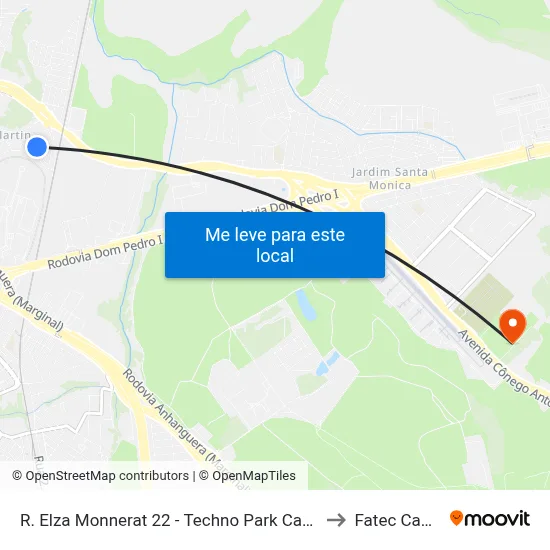 R. Elza Monnerat 22 - Techno Park Campinas - SP Brasil to Fatec Campinas map