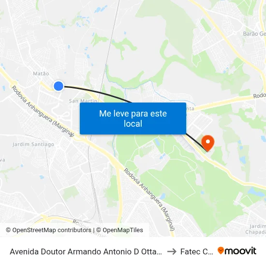 Avenida Doutor Armando Antonio D Ottaviano Campinas - São Paulo Brasil to Fatec Campinas map