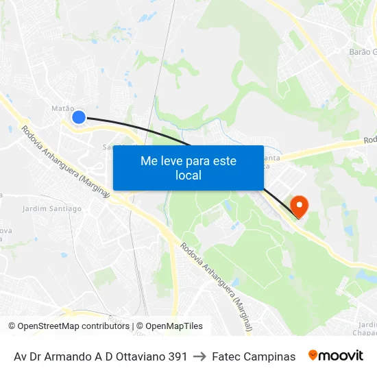Av Dr Armando A D Ottaviano 391 to Fatec Campinas map