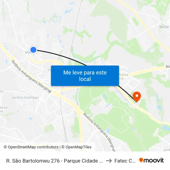 R. São Bartolomeu 276 - Parque Cidade Campinas Campinas - SP Brasil to Fatec Campinas map