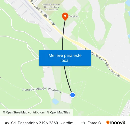 Av. Sd. Passarinho 2196-2360 - Jardim Chapadao Campinas - SP Brasil to Fatec Campinas map