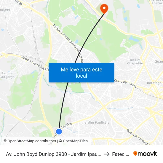 Av. John Boyd Dunlop 3900 - Jardim Ipaussurama Campinas - SP 13059-587 Brasil to Fatec Campinas map