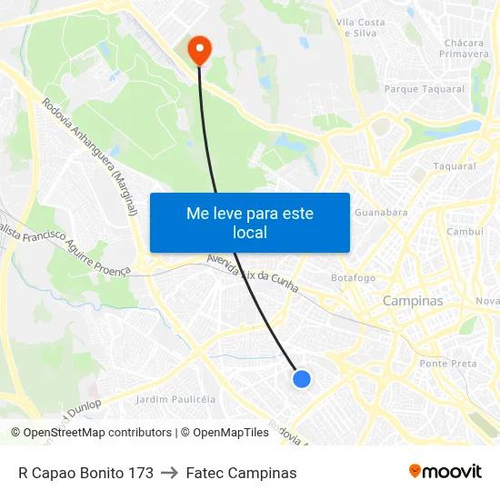 R Capao Bonito 173 to Fatec Campinas map