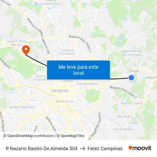R Nazario Basilio De Almeida 504 to Fatec Campinas map