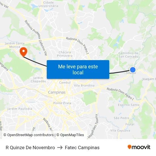 R Quinze De Novembro to Fatec Campinas map
