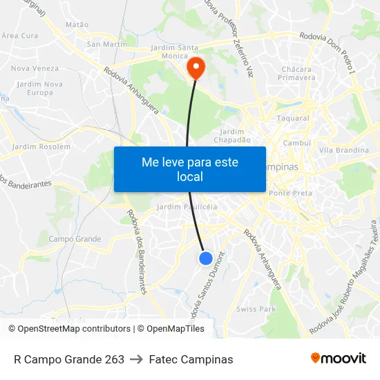 R Campo Grande 263 to Fatec Campinas map