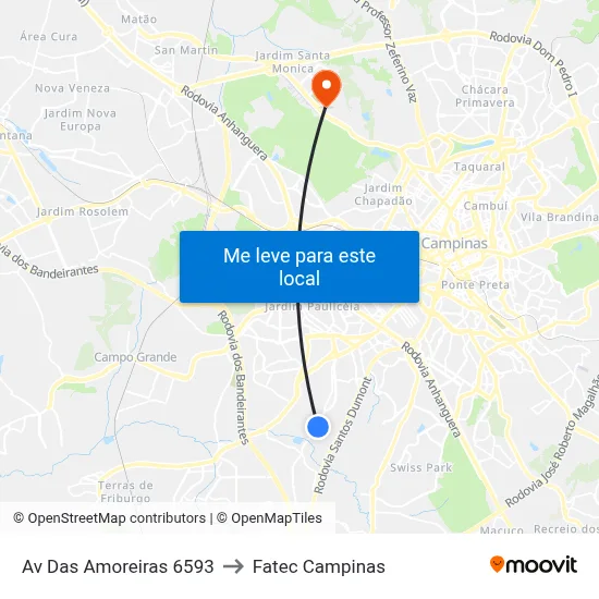 Av Das Amoreiras 6593 to Fatec Campinas map