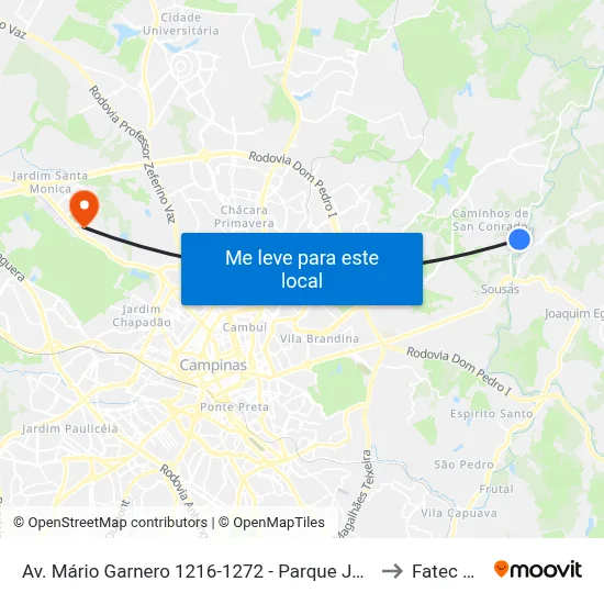 Av. Mário Garnero 1216-1272 - Parque Jatibaia (Sousas) Campinas - SP Brasil to Fatec Campinas map
