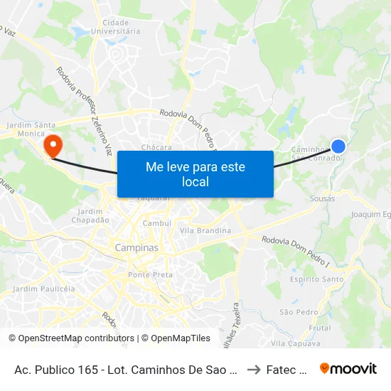 Ac. Publico 165 - Lot. Caminhos De Sao Con Campinas - SP 13104-070 Brasil to Fatec Campinas map