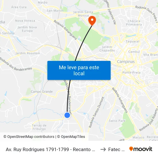 Av. Ruy Rodrigues 1791-1799 - Recanto Do Sol I Campinas - SP 13056-679 Brasil to Fatec Campinas map