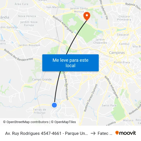 Av. Ruy Rodrigues 4547-4661 - Parque Universitario De Viracopos Campinas - SP Brasil to Fatec Campinas map