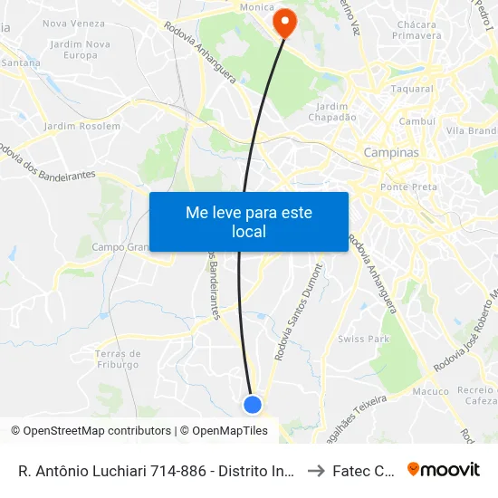 R. Antônio Luchiari 714-886 - Distrito Industrial Campinas - SP Brasil to Fatec Campinas map