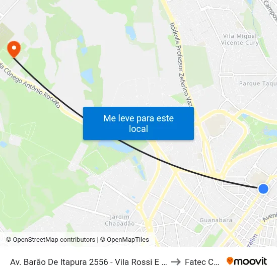 Av. Barão De Itapura 2556 - Vila Rossi E Borchi Campinas - SP Brasil to Fatec Campinas map