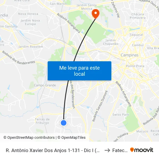 R. Antônio Xavier Dos Anjos 1-131 - Dic I (Conjunto Hab. Monsenhor Luiz Fernan Campinas - SP Brasil to Fatec Campinas map
