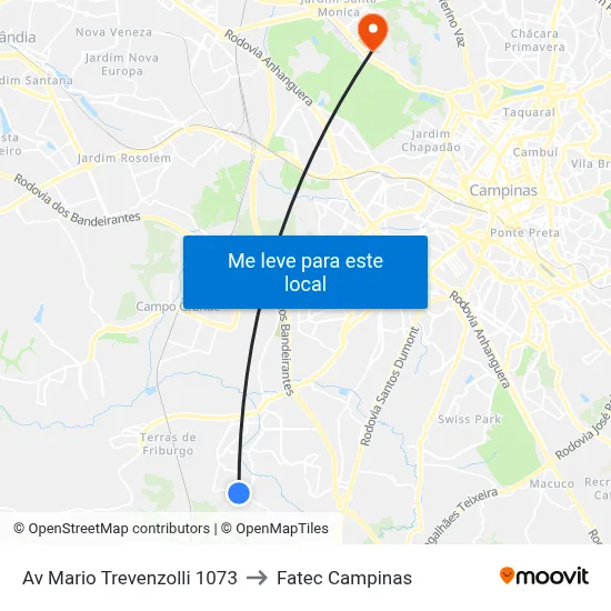Av Mario Trevenzolli 1073 to Fatec Campinas map