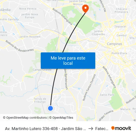 Av. Martinho Lutero 336-408 - Jardim São Pedro De Viracopos Campinas - SP 13056-160 Brasil to Fatec Campinas map