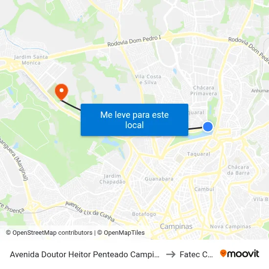 Avenida Doutor Heitor Penteado Campinas - São Paulo 13087 Brasil to Fatec Campinas map