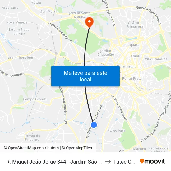 R. Miguel João Jorge 344 - Jardim São José Campinas - SP Brasil to Fatec Campinas map