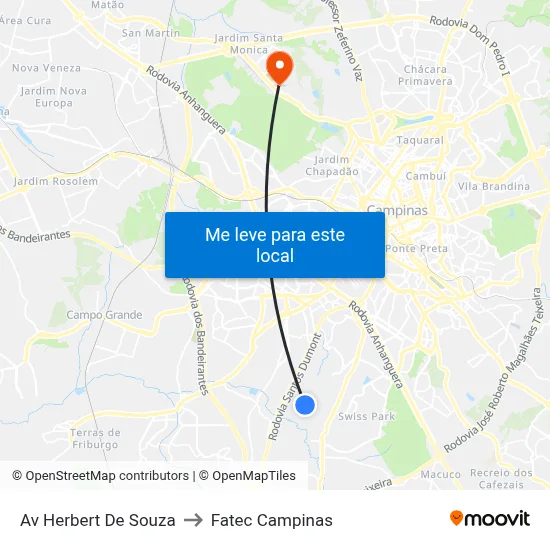Av Herbert De Souza to Fatec Campinas map