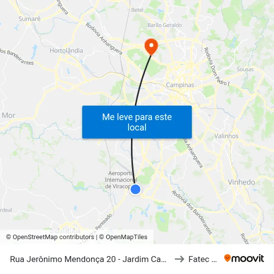 Rua Jerônimo Mendonça 20 - Jardim Campo Belo Campinas - SP 13053-150 Brasil to Fatec Campinas map