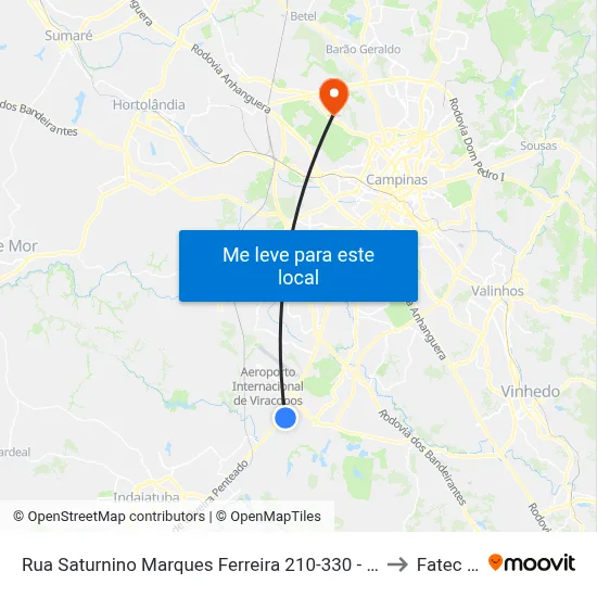 Rua Saturnino Marques Ferreira 210-330 - Jardim Fernanda Campinas - SP 13053-636 Brasil to Fatec Campinas map