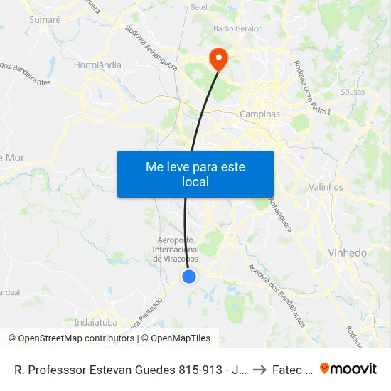 R. Professsor Estevan Guedes 815-913 - Jardim Fernanda Campinas - SP 13053-618 Brasil to Fatec Campinas map