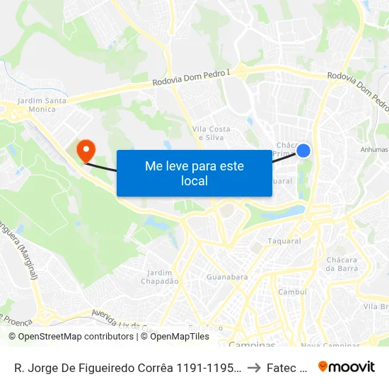 R. Jorge De Figueiredo Corrêa 1191-1195 - Parque Taquaral Campinas - SP Brasil to Fatec Campinas map