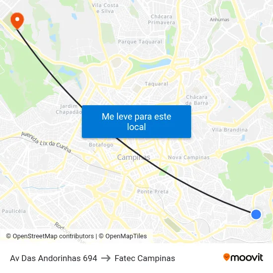 Av Das Andorinhas 694 to Fatec Campinas map